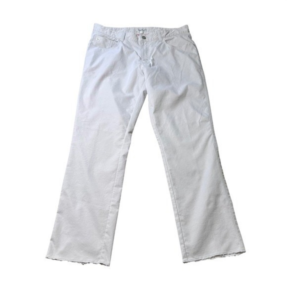 Peter Millar Mens 35x30 5-Pocket Pants Off-White Raw Hem Straight Twill Trousers